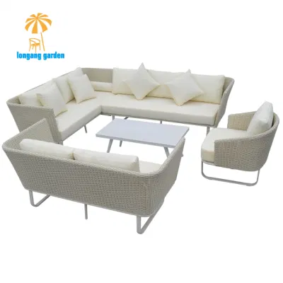 Modernes modulares Korbsofa-Set Lecong Outdoor-Rattanmöbel für die Gartenterrasse des Hotels